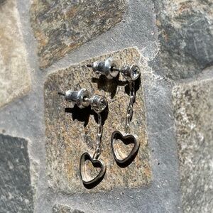 Sterling Silver CZ Heart Earrings